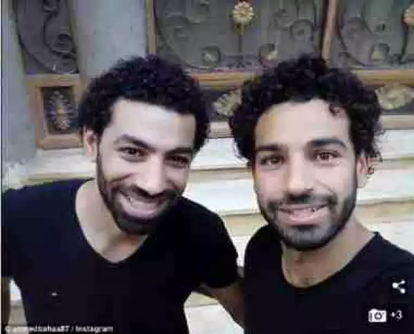 Liverpool Star Mo’ Salah Meets His Lookalike (Photos)